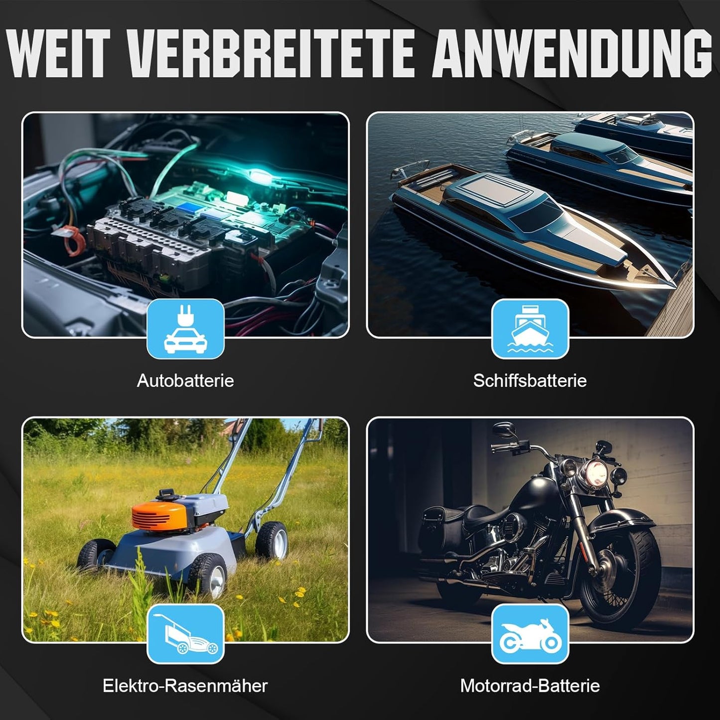 ECO-WORTHY Cargador De Baterias 12V, 5A Cargador Bateria Con Activación De Batería De Litio Para Baterías De Litio Y Plomo En Coche Moto Cortacésped Barco Baterías Marinas