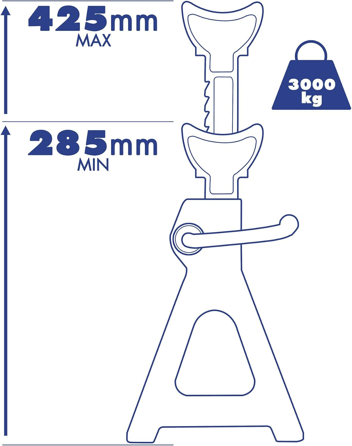 Tectake® Gato Coche Hidráulico 3T, Elevador Coche Taller Ajustable 9 Posiciones 285-425 Mm, Caballete Coche 3000 Kg, Gato Hidráulico, Robusto Y Estable - Set De 2 Azul