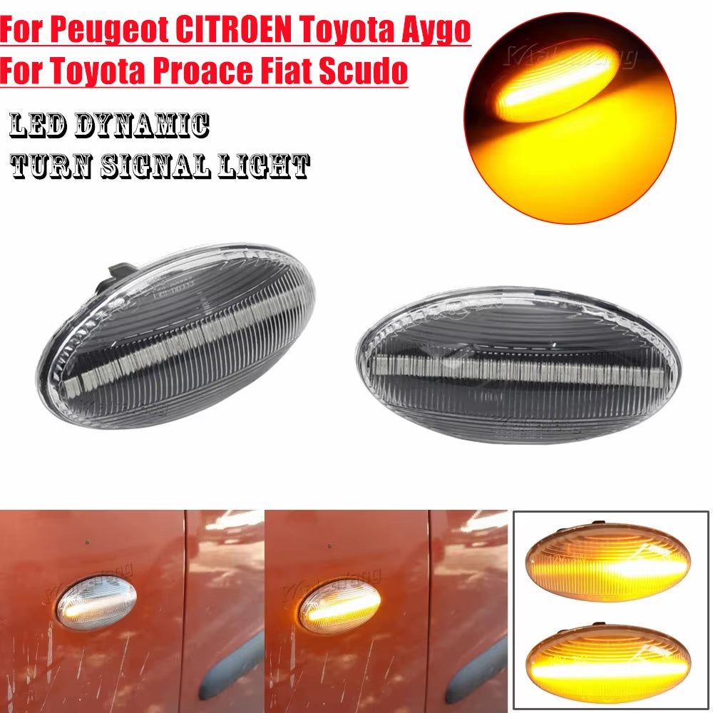 2X Led Dynamic Turn Signal Side Marker Light Lamp for Peugeot 1007 107 206 307 407 607 Partner Expert