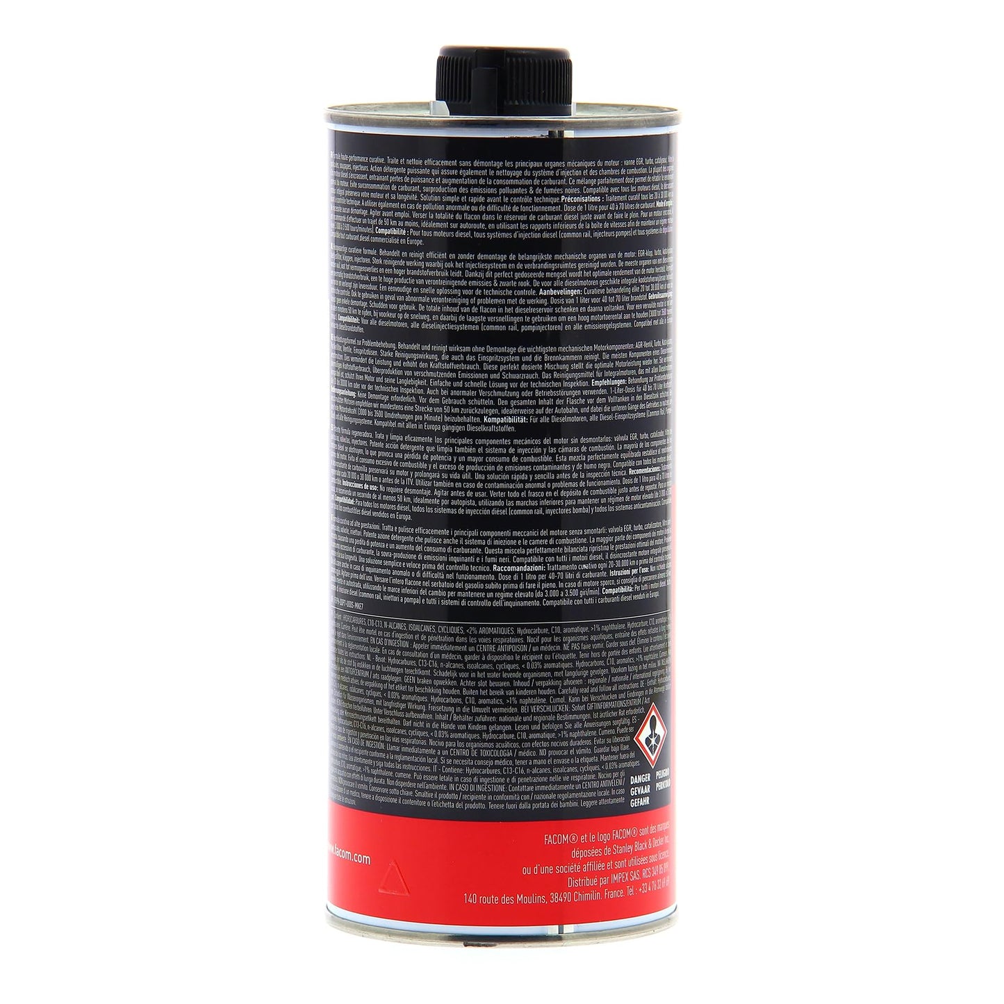 FACOM Limpiador completo para motores Diésel, Desincrustante inyectores, turbo, valvula EGR, CURATIVO, 1L