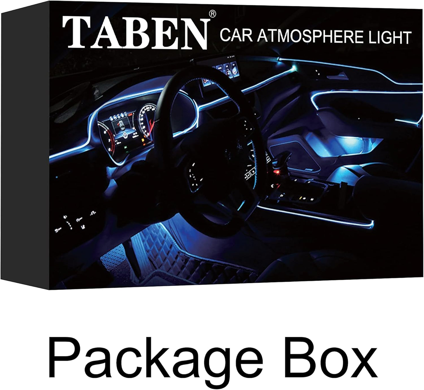 TABEN Kit De Luces De Ambiente Para Coche Sincronización Música RGB 16 Millones De Colores 5 Metros Fibra Óptica USB Footwell Luz Ambiental, Control Remoto RF Y Control De Aplicación Bluetooth DC 12V