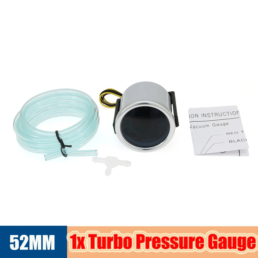 3.0 BAR Smoke Lens Turbo Pressure Gauge with Mechanical White LED Backllight Auto Turbo Boost Gauges Boost Meter 52Mm Universal
