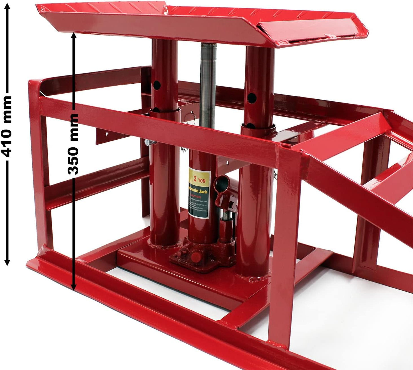 Rampa De Carga Set 2X Rampas Con Gato Hidráulico Coches Integrado 2000Kg Taller Garaje Mantenimiento