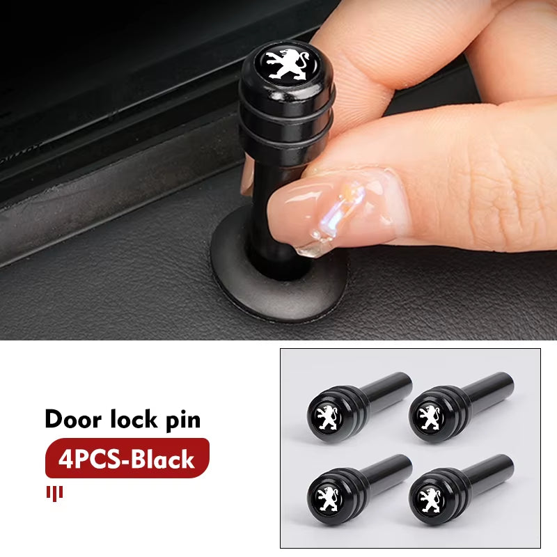 For Peugeot 4Pcs Car Alloy Door Lock Pins Screw Knob Interior Accessories 206 207 208 107 106 205 4008 301 607 108 807 407 508