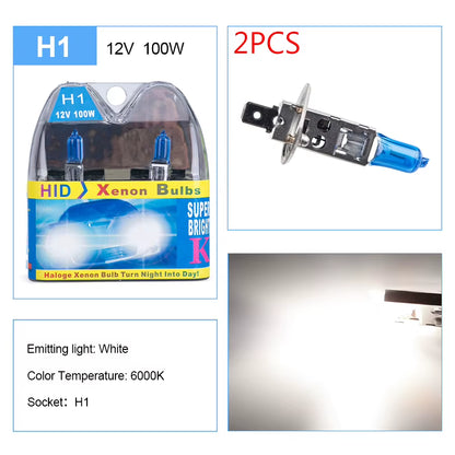 2PCS H1 12V Standard Super White Halogen Lamp 6000K Headlight Auto Fog Lamp 55W 100W Car Halogen Bulb Light Bulbs for Cars