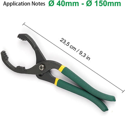 Alicates Para Filtros De Aceite, Herramienta Para Quitar Filtros De Aceite, Llave Ajustable Para Filtros De Aceite, Motocicletas, Para Automóviles, De Ø 40 Mm a Ø 150 Mm, 24 Cm