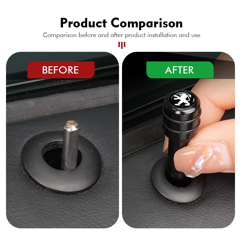 For Peugeot 4Pcs Car Alloy Door Lock Pins Screw Knob Interior Accessories 206 207 208 107 106 205 4008 301 607 108 807 407 508