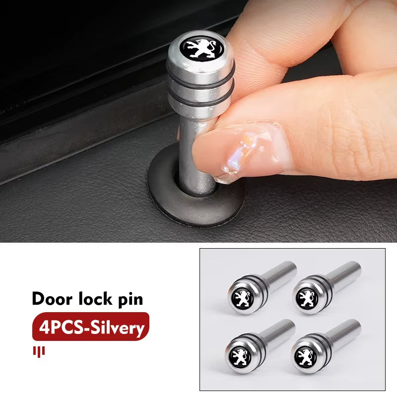 For Peugeot 4Pcs Car Alloy Door Lock Pins Screw Knob Interior Accessories 206 207 208 107 106 205 4008 301 607 108 807 407 508