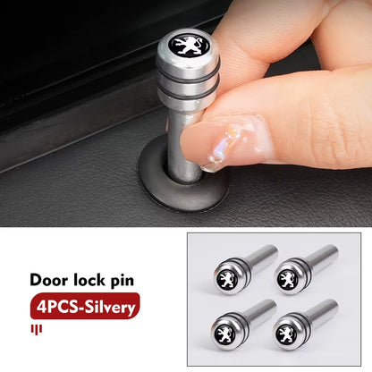 For Peugeot 4Pcs Car Alloy Door Lock Pins Screw Knob Interior Accessories 206 207 208 107 106 205 4008 301 607 108 807 407 508