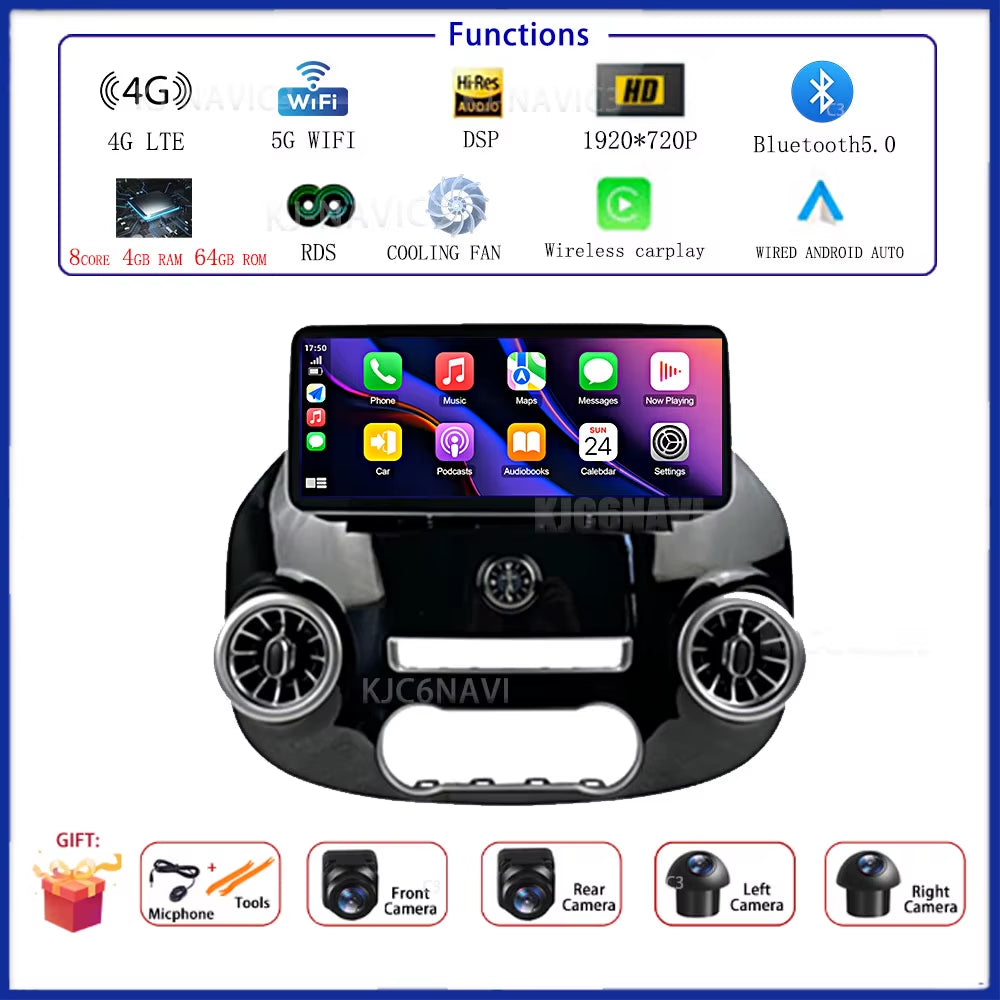 12.3 Inch Android 15 Car Radio for Benz Vito W447 2014-2021 Stereo Receiver GPS Navigation DSP Video Carplay Player NO 2DIN DVD