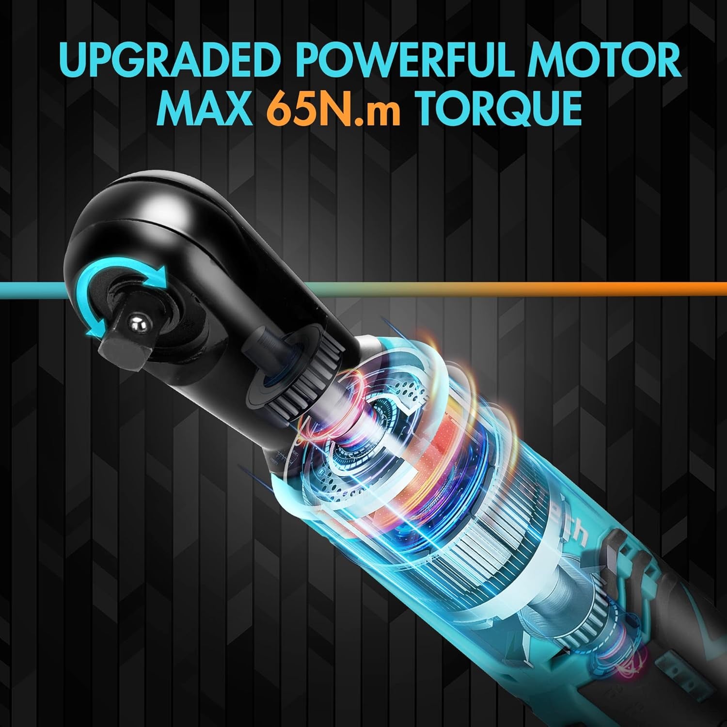 Llave De Carraca Eléctrica Inalámbrica, 12V Atornillador De Impacto, Llave De Trinquete Con Carga Rápida, 2 Packs De Batería De 2000Mah, Gatillo De Velocidad Variable, 65N.M