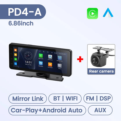 10.26" Car Monitor Wireless Carplay Android-Auto Screen DSP WIFI Multimedia Player Support HD Camera FM AUX Navigation Dashboard
