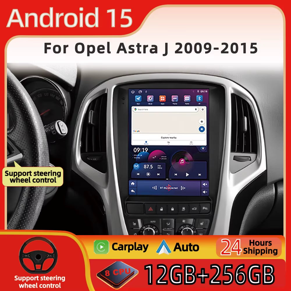 9.7 Inch Android 15 for Opel Astra J 2009-2015 Car Radio Multimedia Video Player GPS Tesla Model Wireless Android Auto WIFI 4G