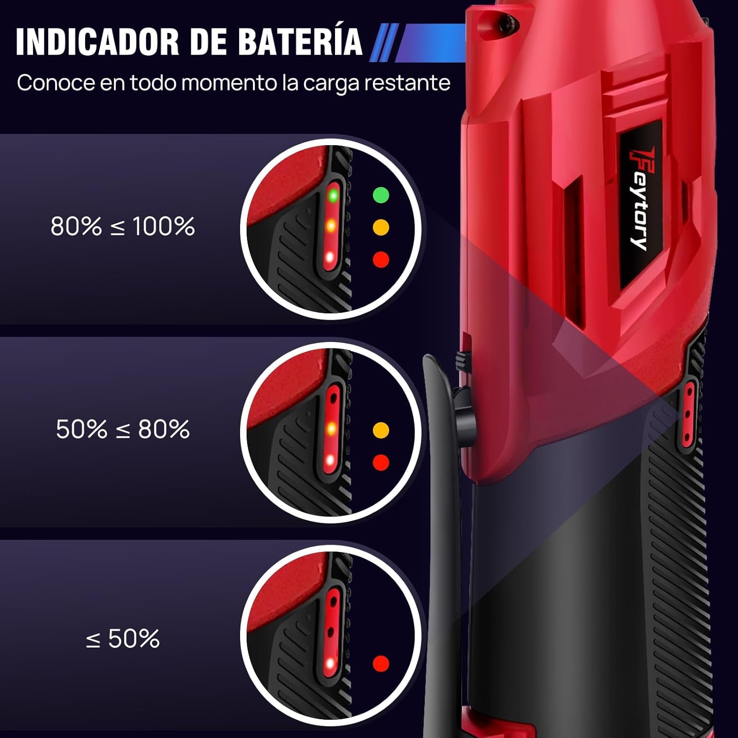 Llave De Trinquete Inalámbrica, Llave De Trinquete Eléctrica 3/8" 300RPM Con 7 Vasos,2 X 1.5Ah Baterías, 40N.M Juego De Llaves De Carraca a Batería Con Interruptor De Avance/Retroceso,Luz LED