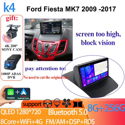 Android 14 Car Radio Carplay for Ford Fiesta Mk 6 2008-2019 Android Multimedia Video Player Touch Screen Auto Stereo Navigation