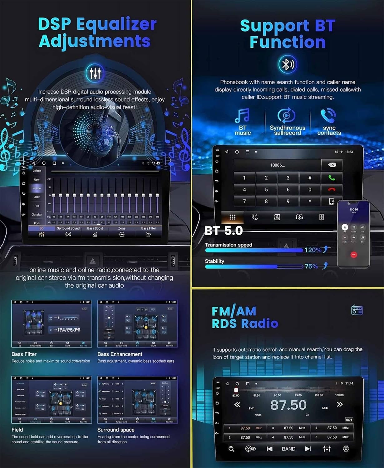 Android 14 Radio Coche Para Renault Sandero 2013 9 Pulgadas Android Radio De Coche 2 DIN Con Carplay Inalámbrico/Android Auto Bluetooth/Gps Navi/Fm Radio/Wifi/Usb/Swc(P6(8G+128G))