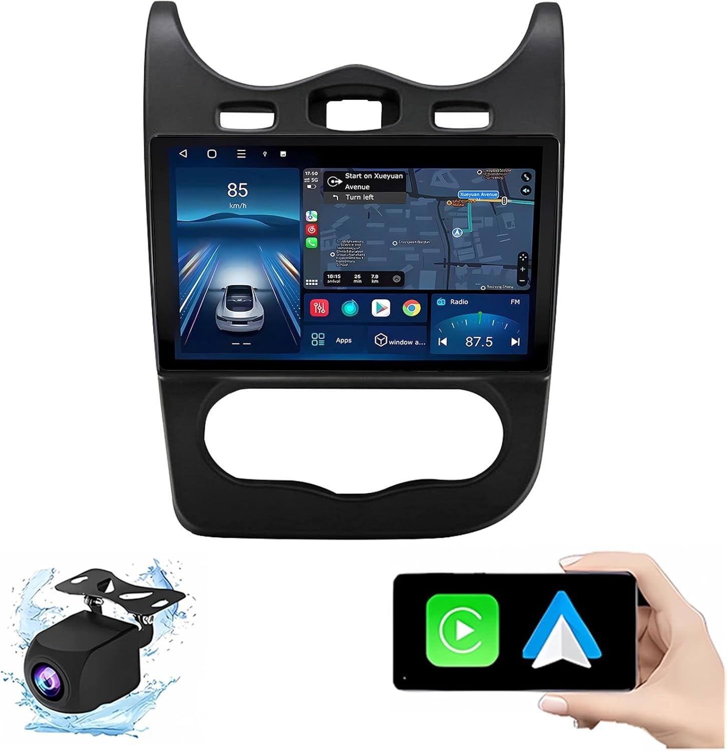 Android 14 Radio Coche Para Renault Sandero 2013 9 Pulgadas Android Radio De Coche 2 DIN Con Carplay Inalámbrico/Android Auto Bluetooth/Gps Navi/Fm Radio/Wifi/Usb/Swc(P6(8G+128G))