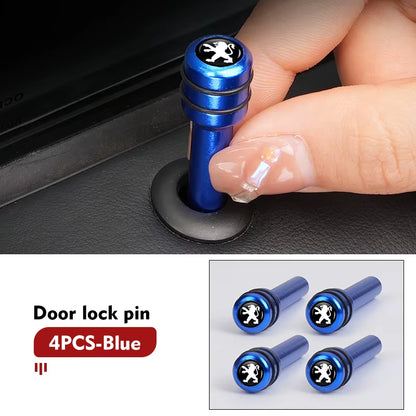 For Peugeot 4Pcs Car Alloy Door Lock Pins Screw Knob Interior Accessories 206 207 208 107 106 205 4008 301 607 108 807 407 508