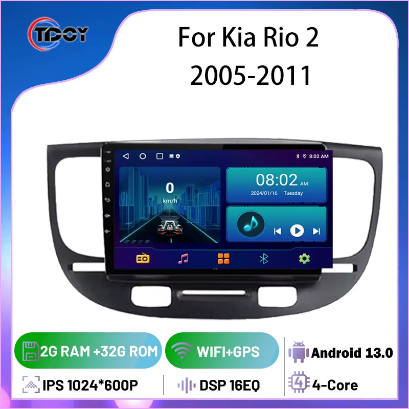 2Din Android Car Radio for Kia Rio 2 2005-2011 Autoradio Multimedia Automotive Carplay Android Auto Wireless Amplifier Car Video