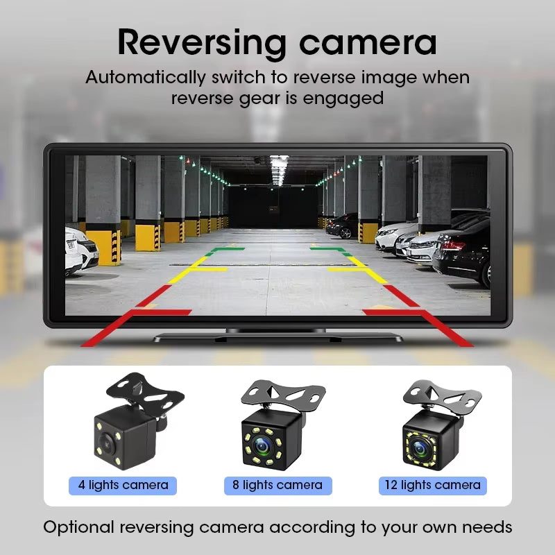 10.26" Portable Wireless Carplay Screen HD Rear Reversing Camera Car Radio DVR MP5 Multimedia Video Player Android Auto