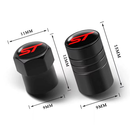 4Pcs Car-Styling ST Emblem Wheel Tire Valve Tyre Caps Case for FORD ST Focus X 2 3 Kuga MK2 MK4 FIESTA MONDEO Auto Accessories