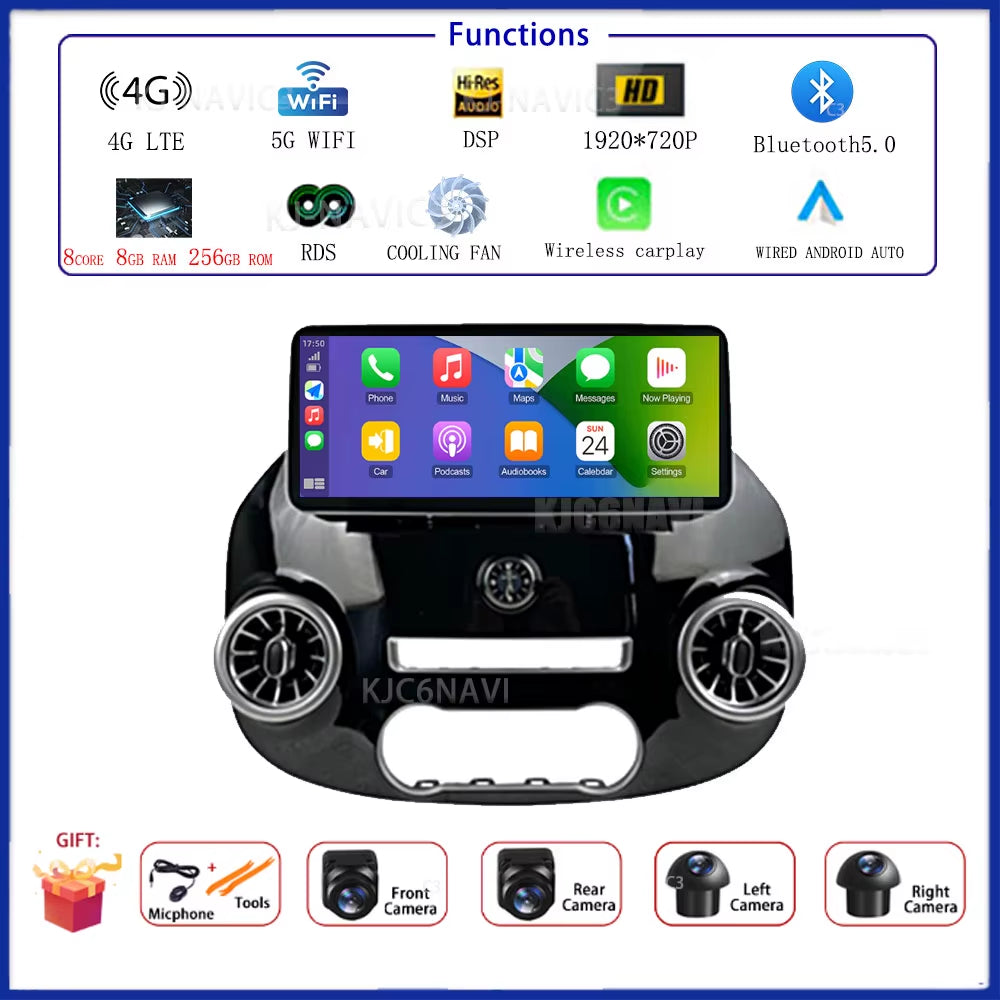 12.3 Inch Android 15 Car Radio for Benz Vito W447 2014-2021 Stereo Receiver GPS Navigation DSP Video Carplay Player NO 2DIN DVD