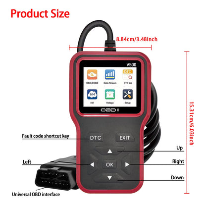 2025 Latest Obd2 Scanner Diagnostic Tool - Complete Engine Code Reader with Data Stream, I/M Readiness, Voltage Test, and Erase Function, Obd Powered, Compatible with All Vehicles since 1996