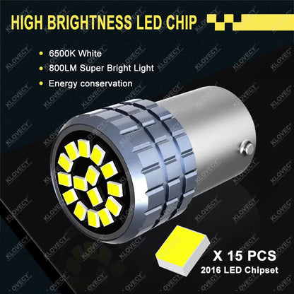 2/4/6/8/10/20 PCS P21W 1156 BA15S 1157 BAY15D LED Bulbs for Car Turn Signal Parking Brake Lights 12V 2016-15SMD White Amber Red