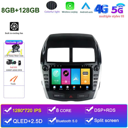 Android 15 for Mitsubishi ASX 2010 - 2016 Car Radio Multimedia Video Player Navigation GPS DSP QLED Carplay Android Auto