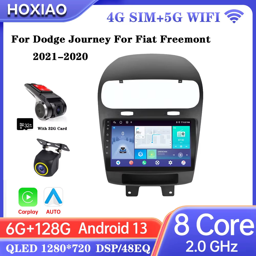 Car Radio Android 13 Wifi 5 for Dodge Journey for Fiat Freemont Wireless Carplay Android Auto 4G Car Multimedia GPS DVR Autorad
