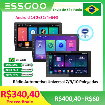 Car Radio 2 Din 7"/9"/10" Carplay Auto Android 14 Mp5 Universal WIFI GPS Car Radio Multimedia Video Player FM Car Stere