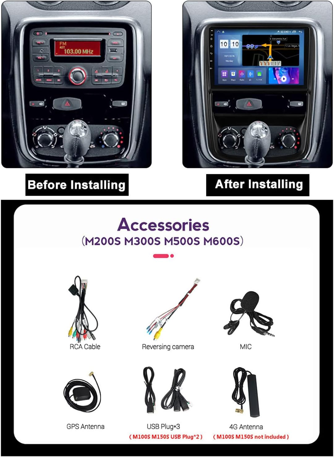 Reproductores De Radio Para Automóvil Reproductor MP5 Radio Para Automóvil Con Pantalla Táctil De 9 Pulgadas Para Renault Duster 2010-2015 Soporte Carplay/Android Auto/Bt/Navegación Gps/Cáma