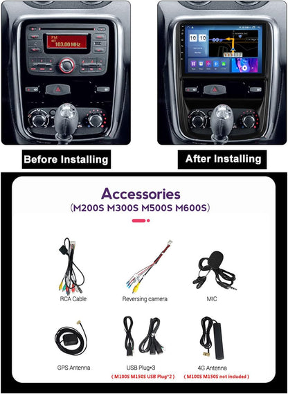 Reproductores De Radio Para Automóvil Reproductor MP5 Radio Para Automóvil Con Pantalla Táctil De 9 Pulgadas Para Renault Duster 2010-2015 Soporte Carplay/Android Auto/Bt/Navegación Gps/Cáma