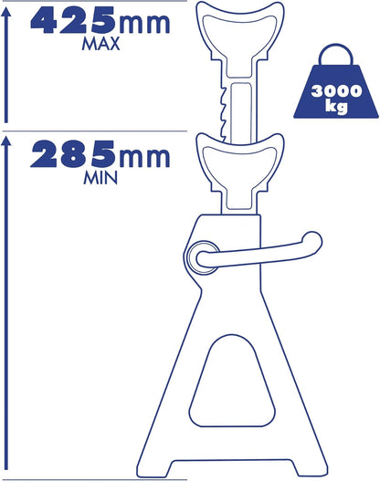 Tectake® Gato Coche Hidráulico 3T, Elevador Coche Taller Ajustable 9 Posiciones 285-425 Mm, Caballete Coche 3000 Kg, Gato Hidráulico, Robusto Y Estable - Set De 2 Azul
