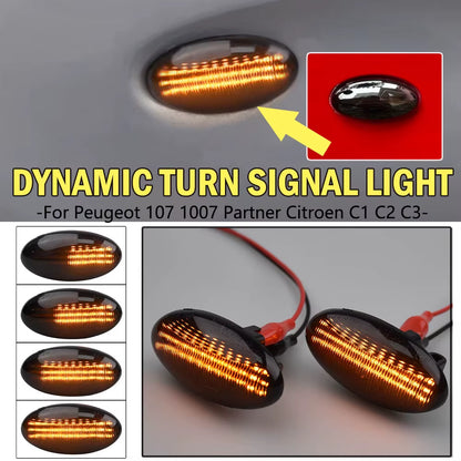 2X Led Dynamic Turn Signal Side Marker Light Lamp for Peugeot 1007 107 206 307 407 607 Partner Expert