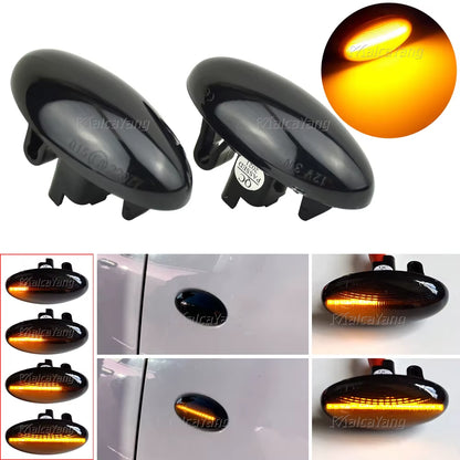 2X Led Dynamic Turn Signal Side Marker Light Lamp for Peugeot 1007 107 206 307 407 607 Partner Expert