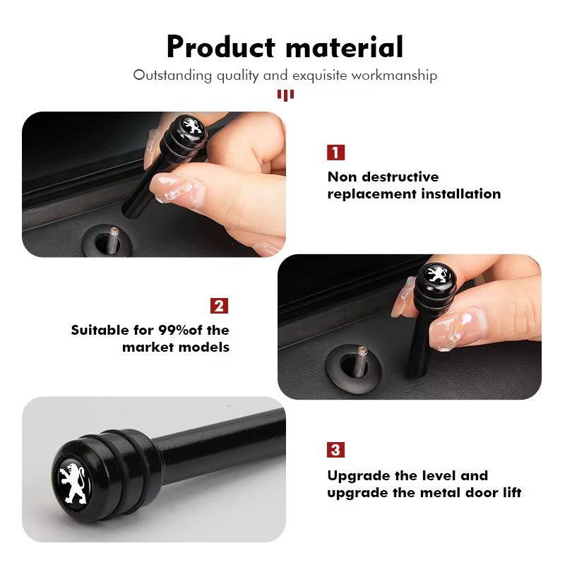 For Peugeot 4Pcs Car Alloy Door Lock Pins Screw Knob Interior Accessories 206 207 208 107 106 205 4008 301 607 108 807 407 508