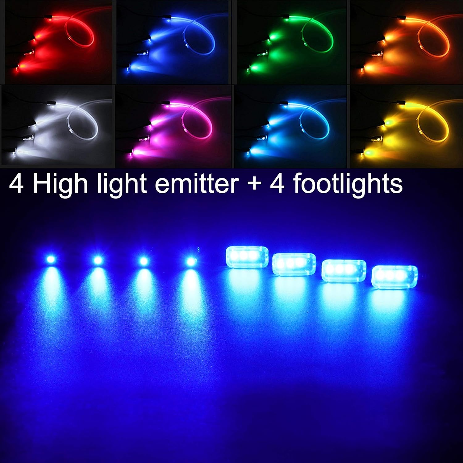 TABEN Kit De Luces De Ambiente Para Coche Sincronización Música RGB 16 Millones De Colores 5 Metros Fibra Óptica USB Footwell Luz Ambiental, Control Remoto RF Y Control De Aplicación Bluetooth DC 12V