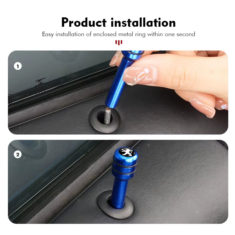For Peugeot 4Pcs Car Alloy Door Lock Pins Screw Knob Interior Accessories 206 207 208 107 106 205 4008 301 607 108 807 407 508