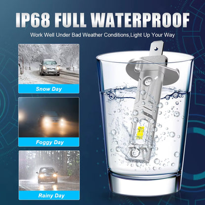 2Pcs H1 LED Headlight Bulb H1 LED Canbus 20000LM H3 LED Fog Light Fanless Wireless Mini Size Auto Lamp 12V 6000K White