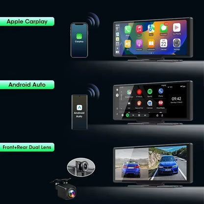 10.26'' 4K Dash Cam Car DVR Android Auto Carplay Display Screen Smart Car System Video Recorder Monitor with Rear Camera 5G WIFI