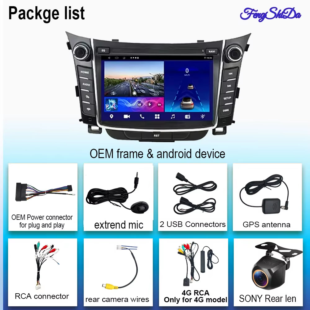 Android Car Stereo Unit Multimedia for Hyundai I30 Elantra GT 2012 - 2017 Radio Video Player GPS Wireless Carplay Android Auto