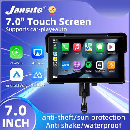 7" Inch Motorcycles DVR Navigation GPS Wireless Carplay Android Auto Portable Smart Display Waterproof IPX7 HD Recording Camera