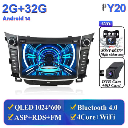 Android Car Stereo Unit Multimedia for Hyundai I30 Elantra GT 2012 - 2017 Radio Video Player GPS Wireless Carplay Android Auto