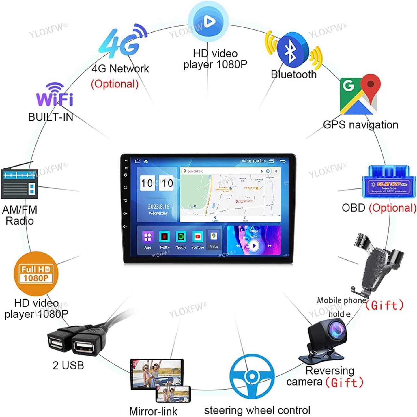 Reproductores De Radio Automáticos 2 DIN Android 12 Radio Con 4G 5G Wifi DSP SWC Carplay Para M-Itsubishi Cheetah Kingbox GPS Navegación Por Satélite Reproductor De Vídeo Multimedia MP5 De 9