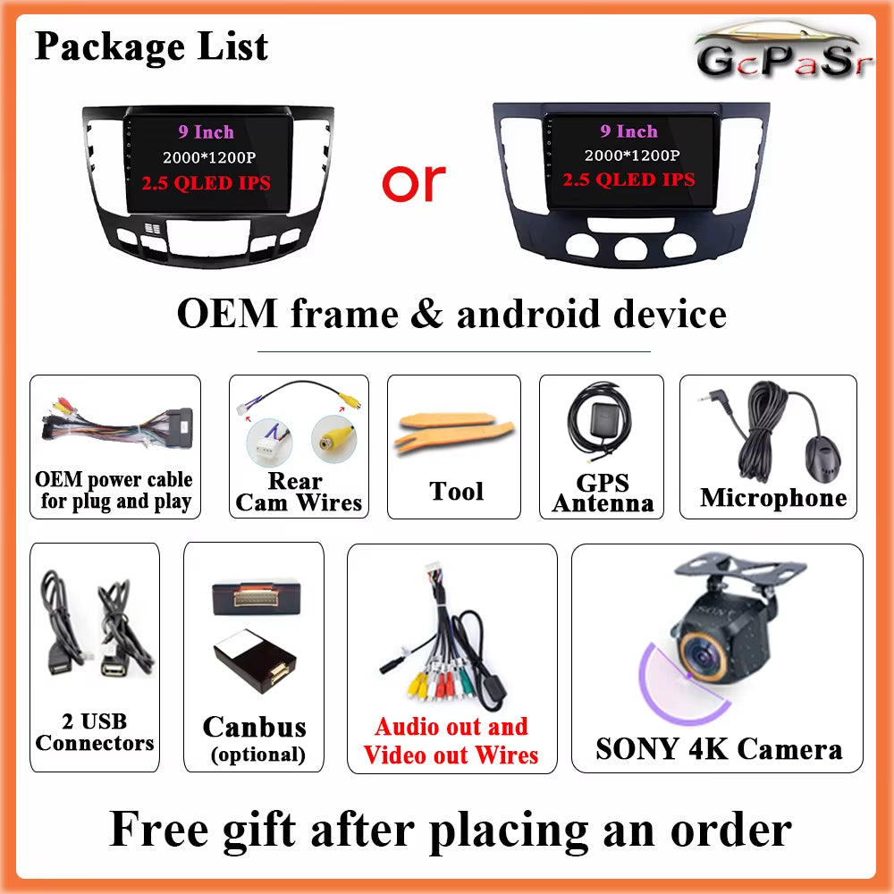 Android 13 Car Radio for Hyundai Sonata NF 2008 - 2010 Navigation GPS Screen Android Auto 5G Stereo Wifi Video Carplay