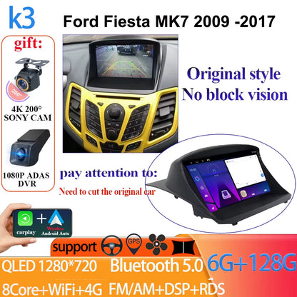 Android 14 Car Radio Carplay for Ford Fiesta Mk 6 2008-2019 Android Multimedia Video Player Touch Screen Auto Stereo Navigation