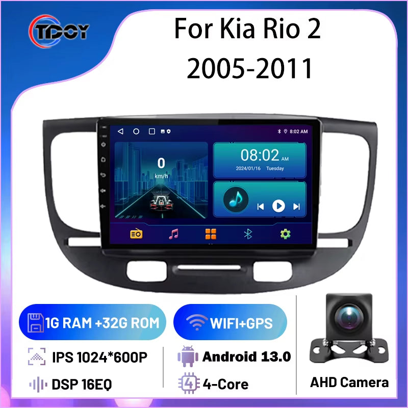 2Din Android Car Radio for Kia Rio 2 2005-2011 Autoradio Multimedia Automotive Carplay Android Auto Wireless Amplifier Car Video