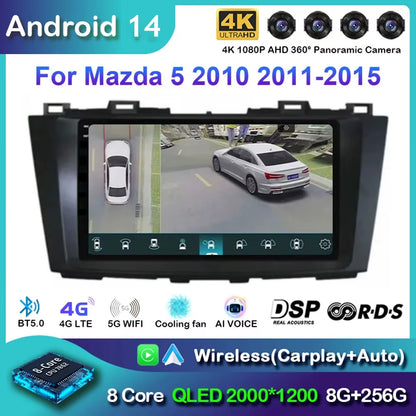 Android 15 for Mazda 5 CW 2010 - 2015 Car Radio Multimedia Video Player Navigation for Android Auto Carplay Wifi GPS Stereo