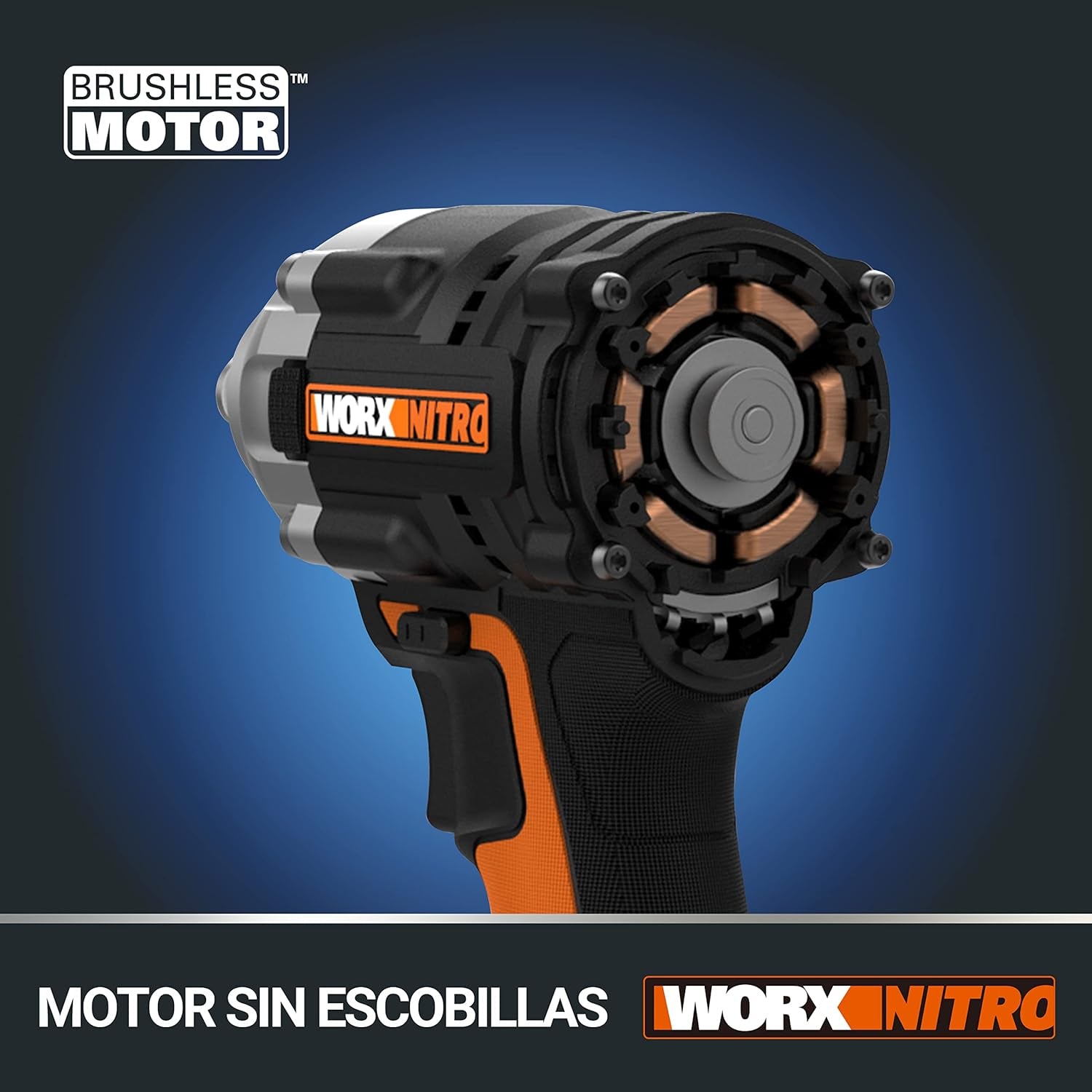 WORX Atornillador De Impacto Brushless 20V Powershare | WX272.9 | Sin Batería, Ni Cargador | Potente Motor Sin Escobillas | 3 Velocidades Variables | Luz LED